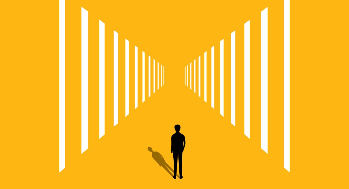 Businessman seeking foresight 